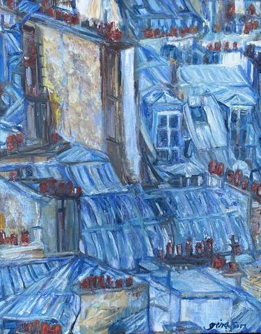 Original Abstract Expressionism Cities Paintings by Gina Son