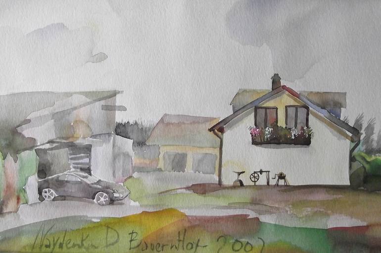 Original Landscape Painting by Dmitriy Baum | Realism Art on Paper | The Farm