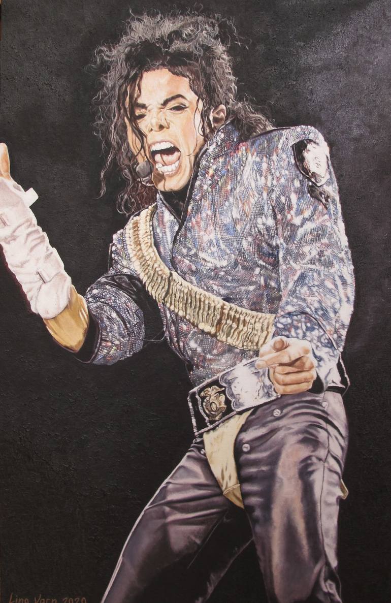 Portrait of Michael Jackson. Dangerous World Tour Painting by Lina Varn |  Saatchi Art