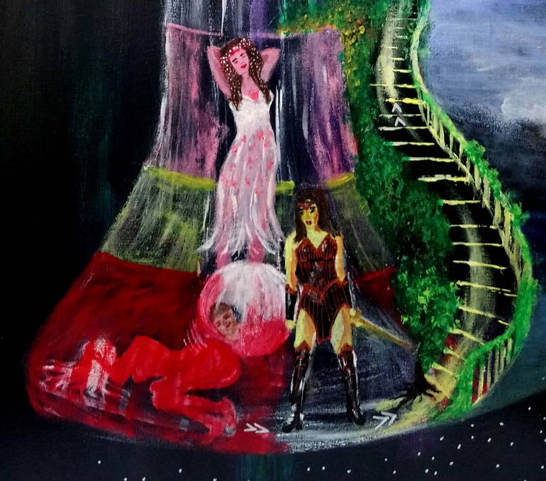 Original Abstract Expressionism Fantasy Painting by Eva Maria Hunt