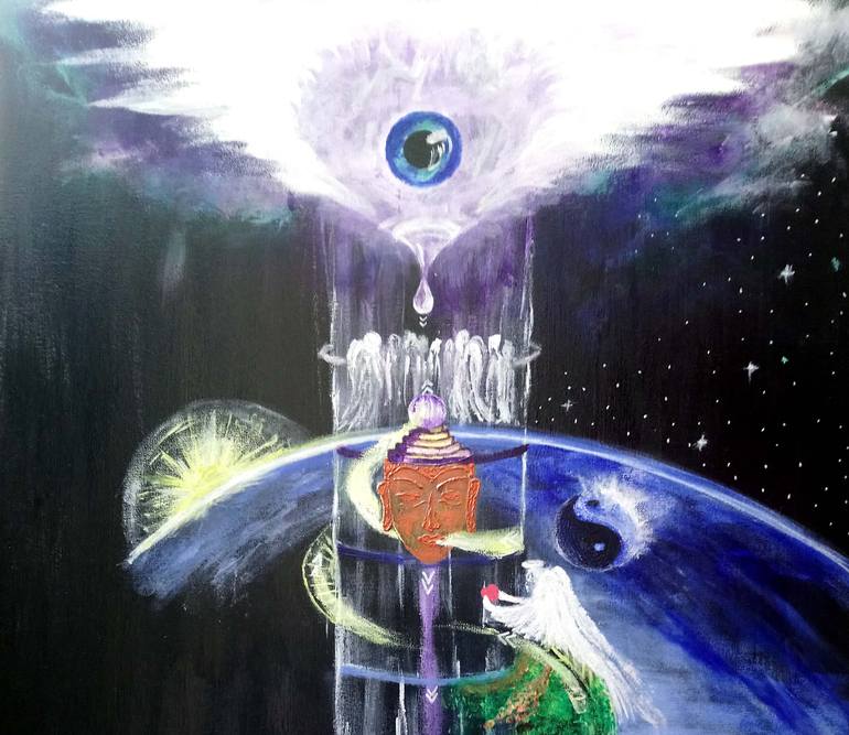 Original Abstract Expressionism Fantasy Painting by Eva Maria Hunt