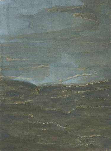 Seascape. Storm in the North Sea. Gray-blue painting. thumb