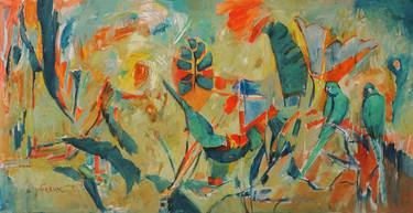 Original Abstract Expressionism Garden Painting by Olena Zublevich