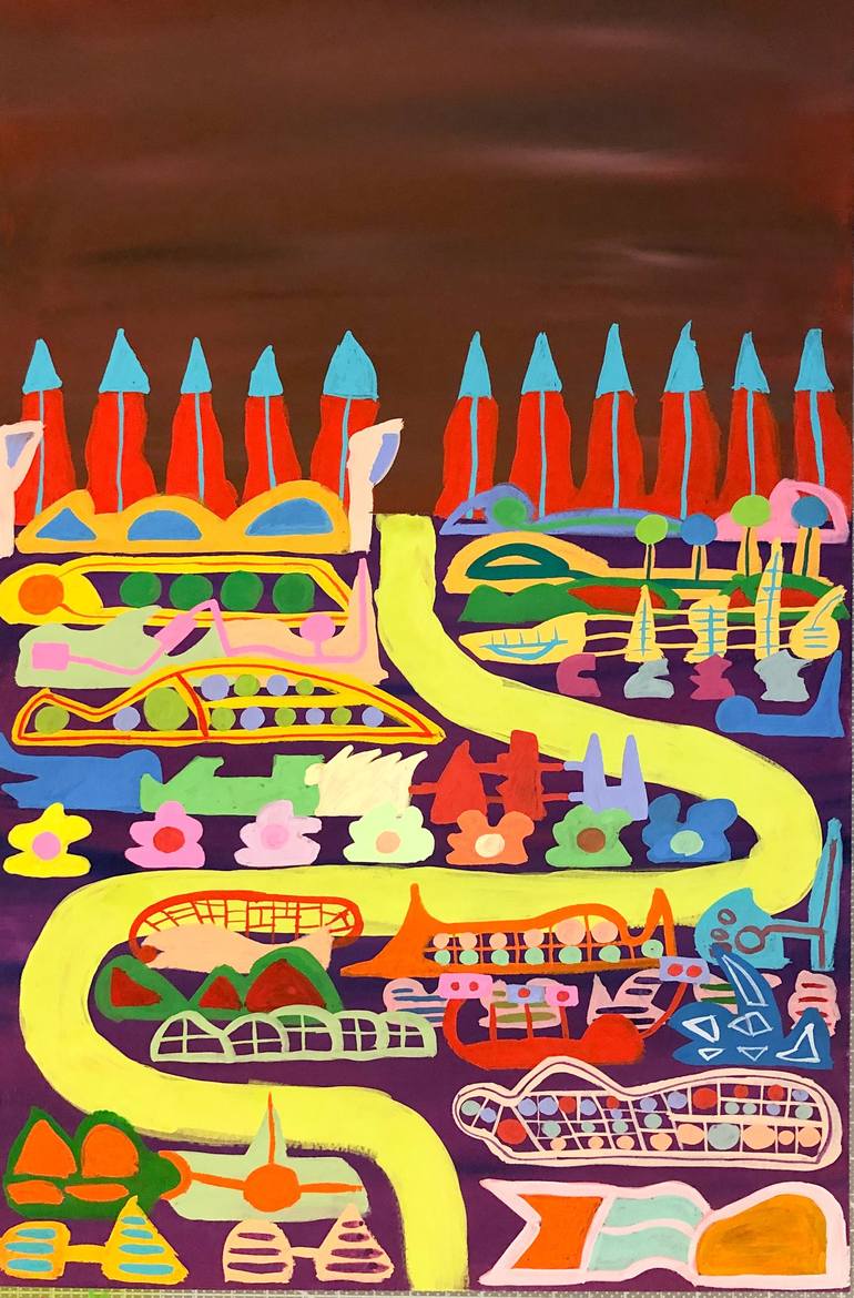 Original Abstract Painting by Carlos Cerrato | Abstract Art on Paper | Dark Planet/Bright Architecture (39)