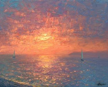 Print of Impressionism Seascape Paintings by Dmitry Oleyn