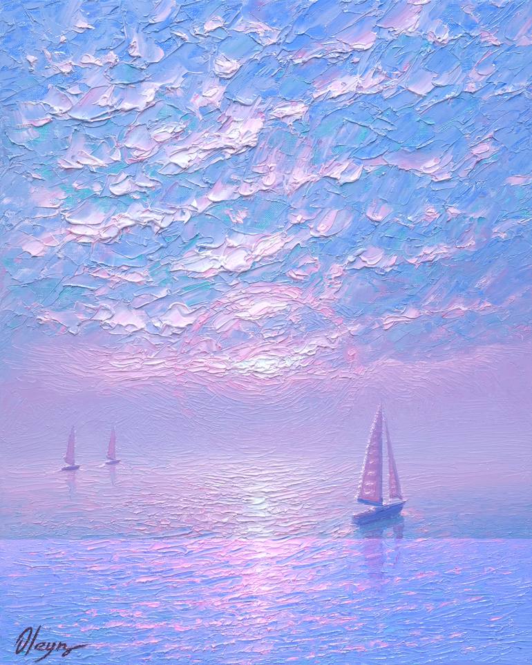 Original Seascape Painting by Dmitry Oleyn | Impressionism Art on Canvas | Architecture of Silence