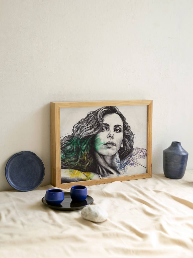 Original Portraiture Women Drawing by Marco Paludet