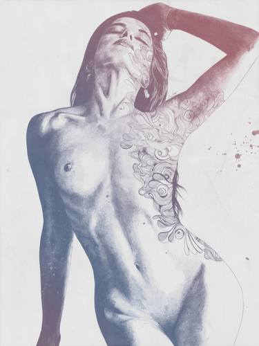 Chiara red blu | doodle tatto girl erotic drawing thumb
