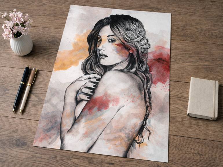 Original Figurative Women Drawing by Marco Paludet