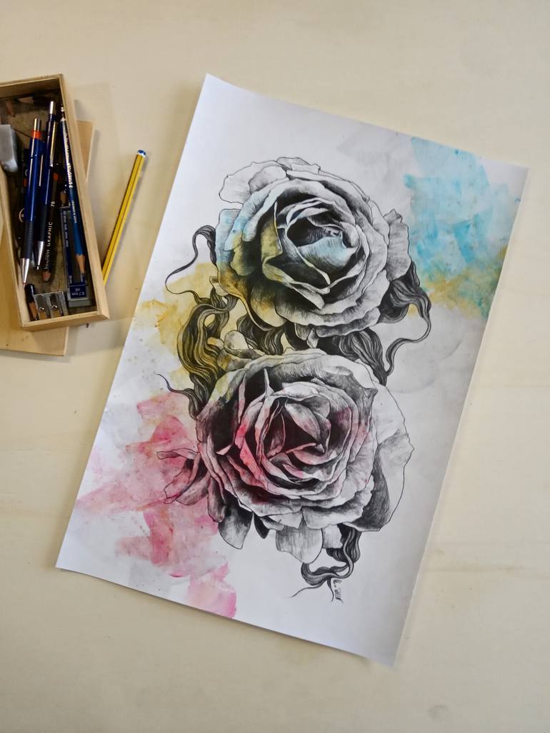 Original Illustration Floral Drawing by Marco Paludet