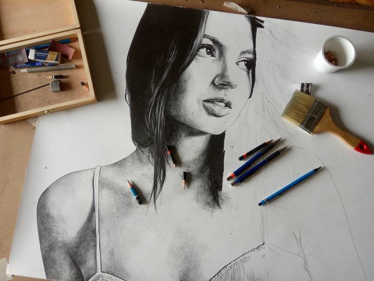 Original Figurative Women Drawing by Marco Paludet