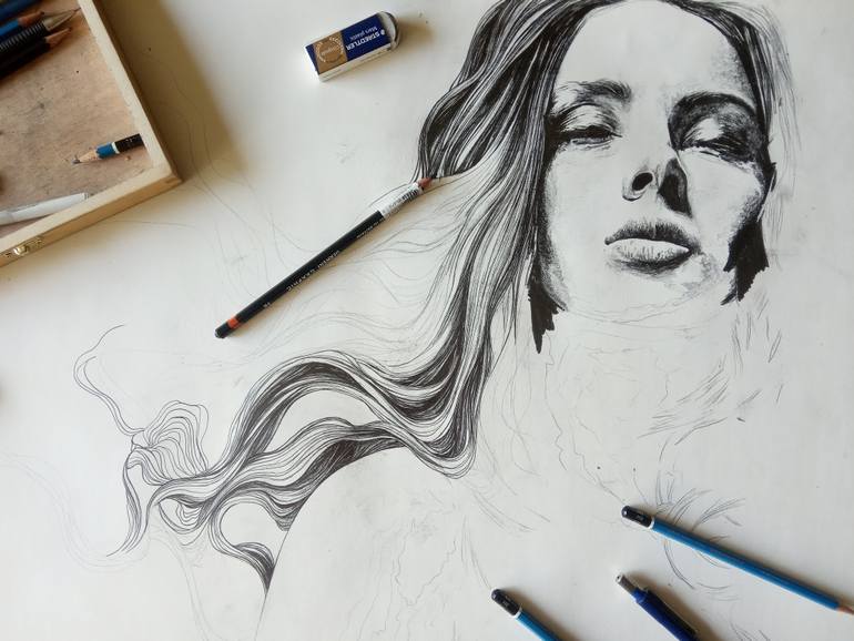 Original Figurative Nude Drawing by Marco Paludet