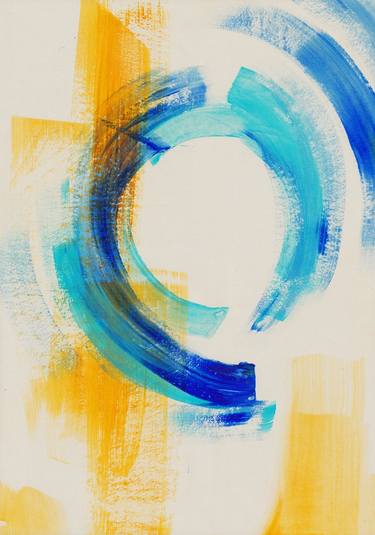 Abstract #A106 | blue abstract circles on ivory thumb