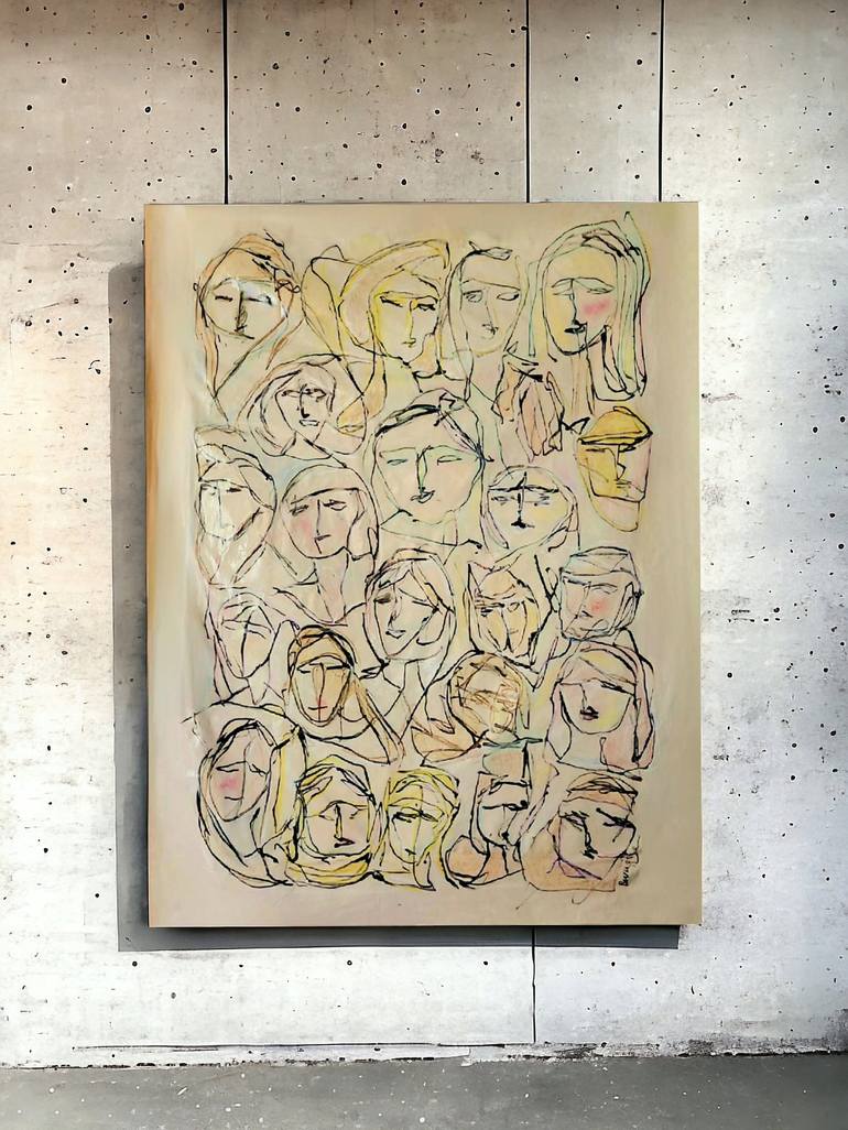 Original Abstract People Painting by Rebecca Wing Sze Lam