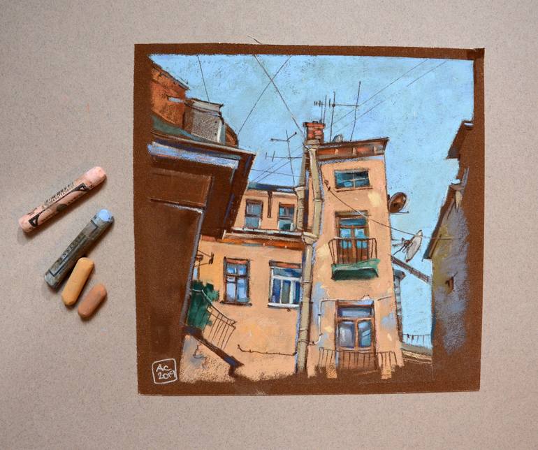 Original Fine Art Architecture Painting by Alexandra Sergeeva