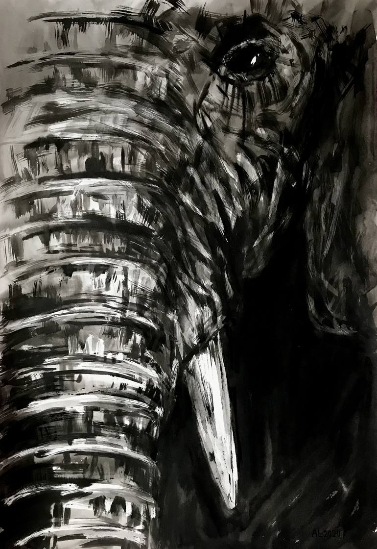 The elephant Drawing by Anna Levitskaia | Saatchi Art