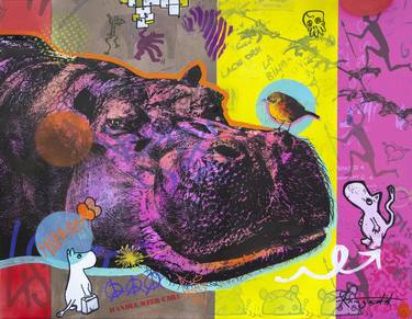 Original Street Art Animal Mixed Media by Ann Gadd