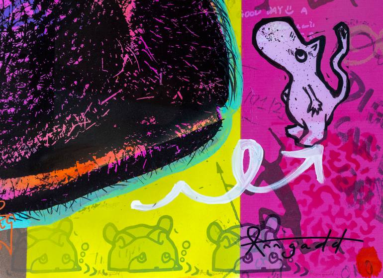 Original Street Art Animal Mixed Media by Ann Gadd