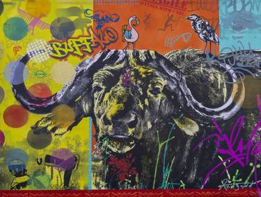 Original Street Art Animal Mixed Media by Ann Gadd