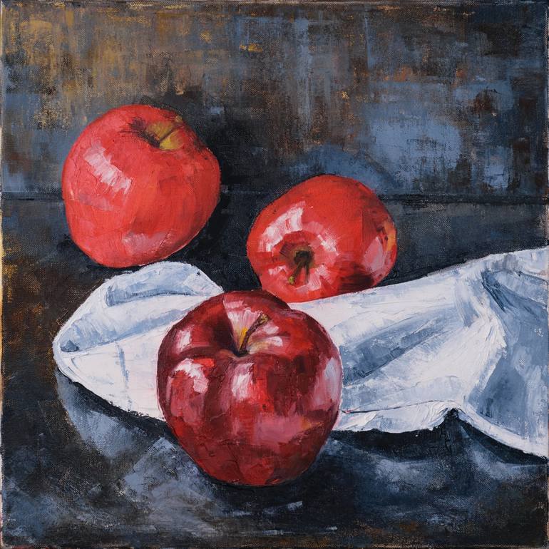 Still life with apples. Oil painting on canvas Painting by Maryna