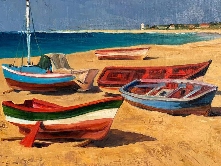 Original Boat Painting by Maryna Kisiv