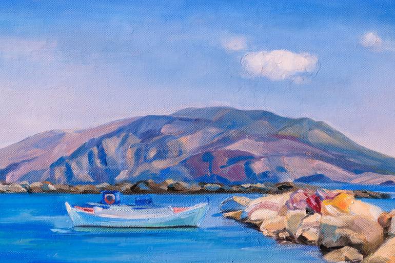 Original Art Deco Boat Painting by Maryna Kisiv