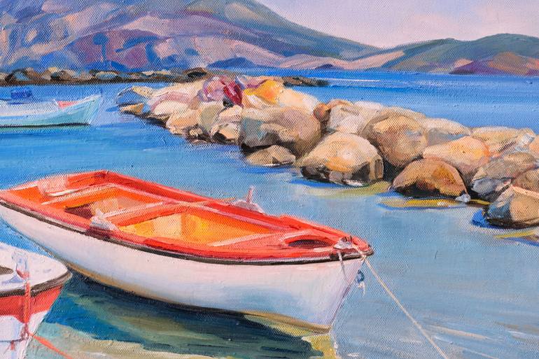 Original Art Deco Boat Painting by Maryna Kisiv