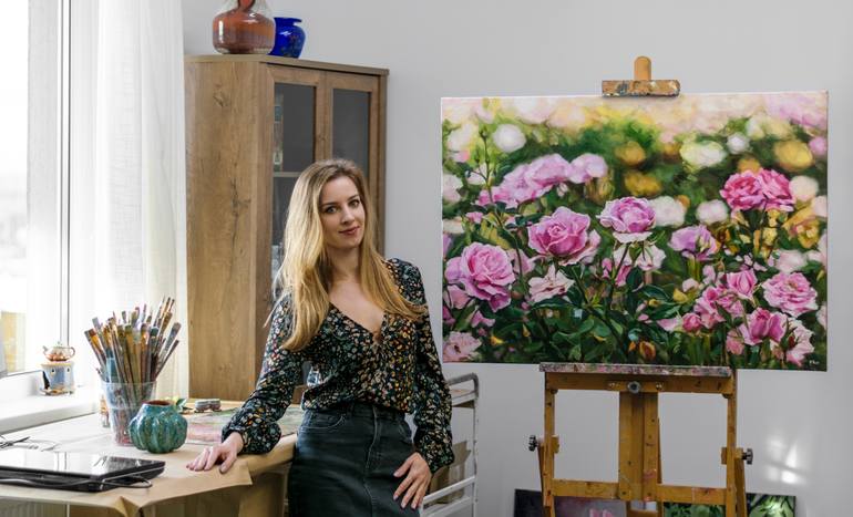 Original Abstract Floral Painting by Maryna Kisiv