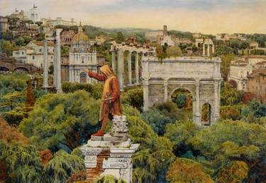 Original Figurative Cities Painting by Carlos Arriaga