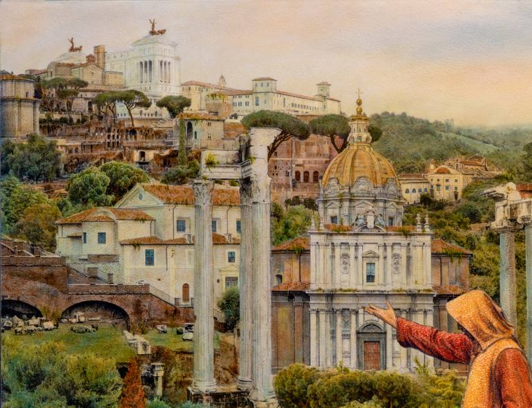 Original Figurative Cities Painting by Carlos Arriaga