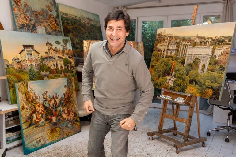 Original Figurative Cities Painting by Carlos Arriaga