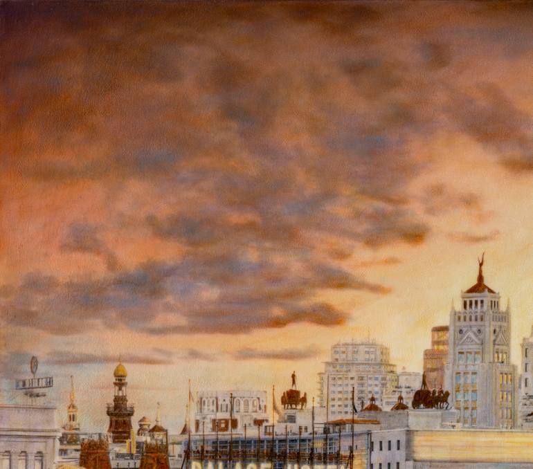 Original Figurative Cities Painting by Carlos Arriaga