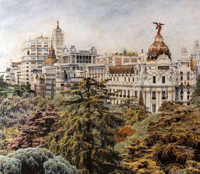 Original Figurative Cities Painting by Carlos Arriaga