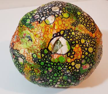 MISSHAPEN SPHERE. GREEN AND YELLOW thumb