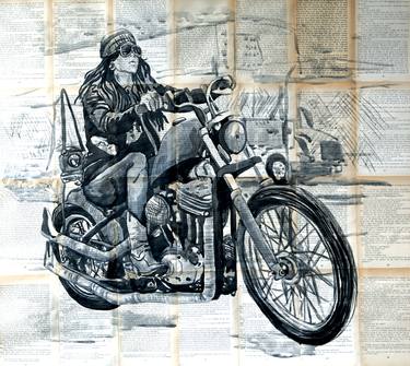 Original Motorbike Drawing by Oksana Konovalova-Portnova