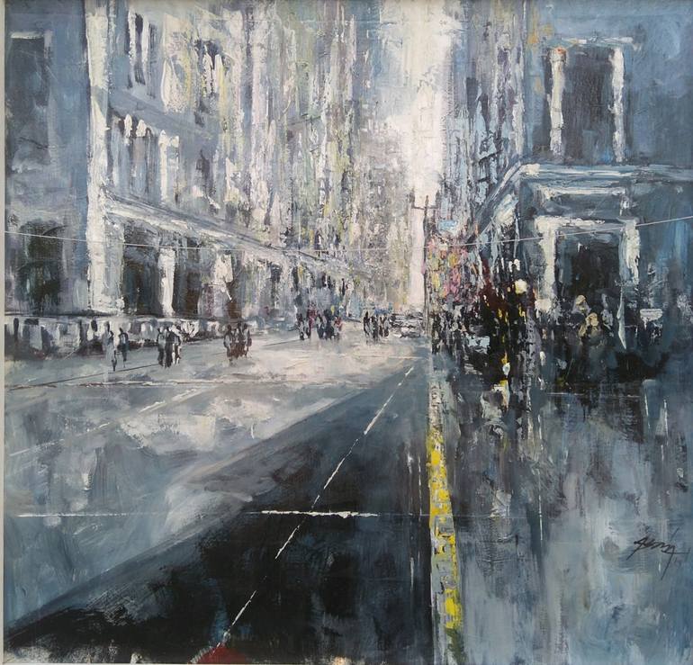 Dawn Cityscape Painting by Mahesh FERnando | Saatchi Art