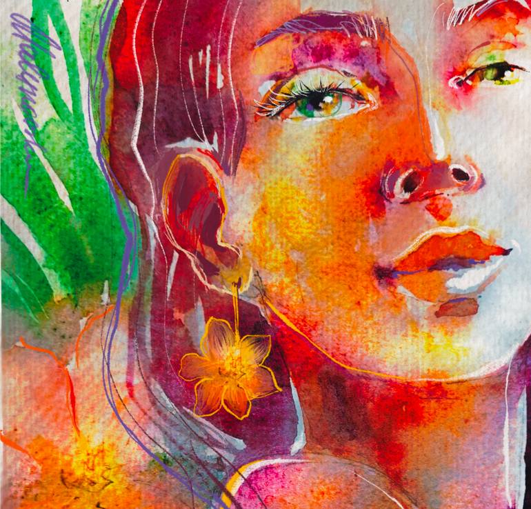 Original Expressionism Women Mixed Media by Alina Malynovska