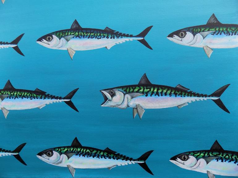 Original Abstract Fish Painting by charles evans