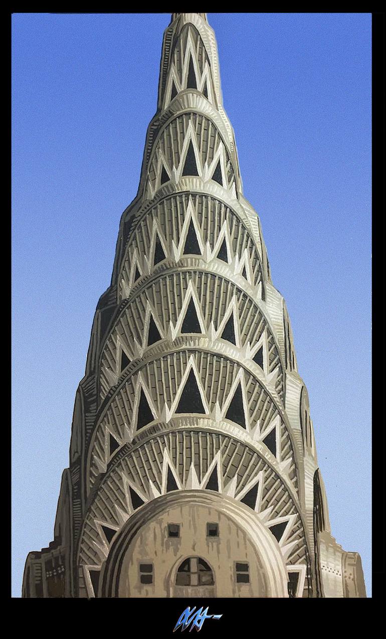 Original Architecture Painting by Christian Steagall-conde | Art Deco Art on Canvas | 9 CHRYSLERS VIEWS
