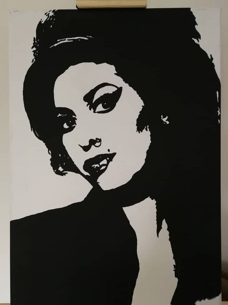 Amy Winehouse acrylic canvas artwork Painting by Libusa Chromekova ...