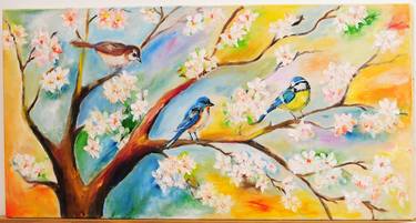 Spring blossom and birds thumb