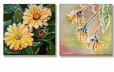 Original Art Deco Floral Paintings by Hermina Ciobanu