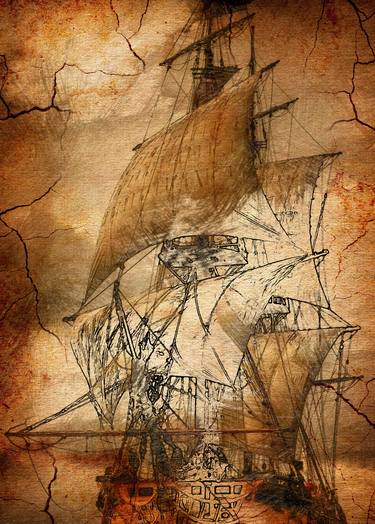 Print of Ship Collage by Tati Davydova