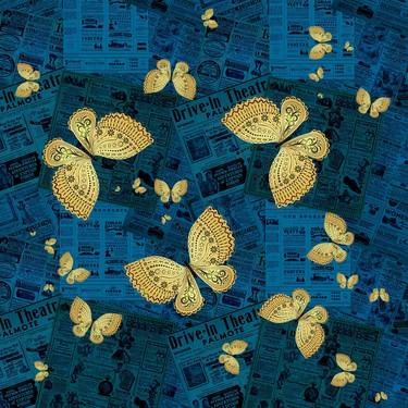 Butterflies on old newspapers - Limited Edition of 1 thumb