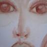 For this work i've used earth pigment created from scratch as experiment mixed with a natural shade of watercolor. The pencil underneath its very visible, creating a soft, natural, relaxing image of a woman.
