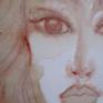 For this work i've used earth pigment created from scratch as experiment mixed with a natural shade of watercolor. The pencil underneath its very visible, creating a soft, natural, relaxing image of a woman.
