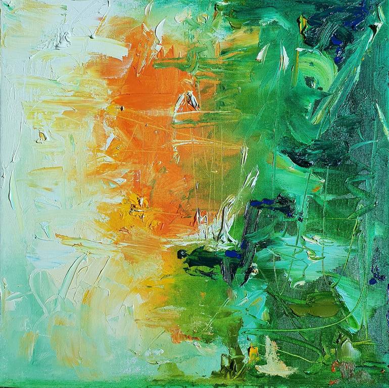 Original Abstract Painting by Ilaria Ratti | Abstract Expressionism Art on Canvas | Sunset on the Mekong