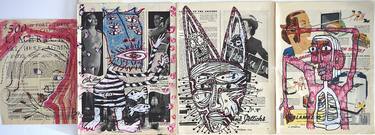 4 Drawings on Vintage magazine pages thumb