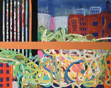 Original Abstract Expressionism Cities Paintings by Bumpy Wilson