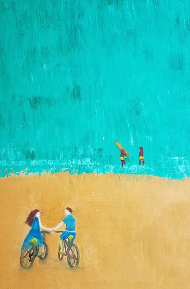 Print of Figurative Beach Paintings by Biswajit Majumder